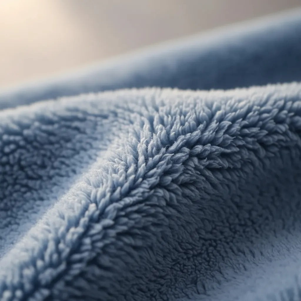 Detalle de la textura ultra suave del peluche hipoalergénico del cobertor de bebé [lr:lw0dtb]