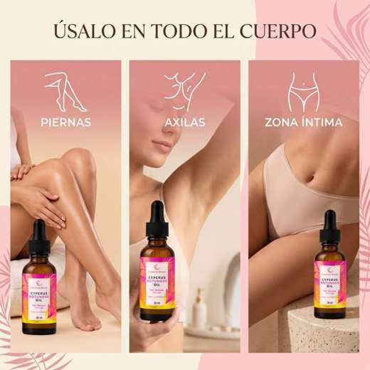 Zonas de uso del aceite reductor de vello