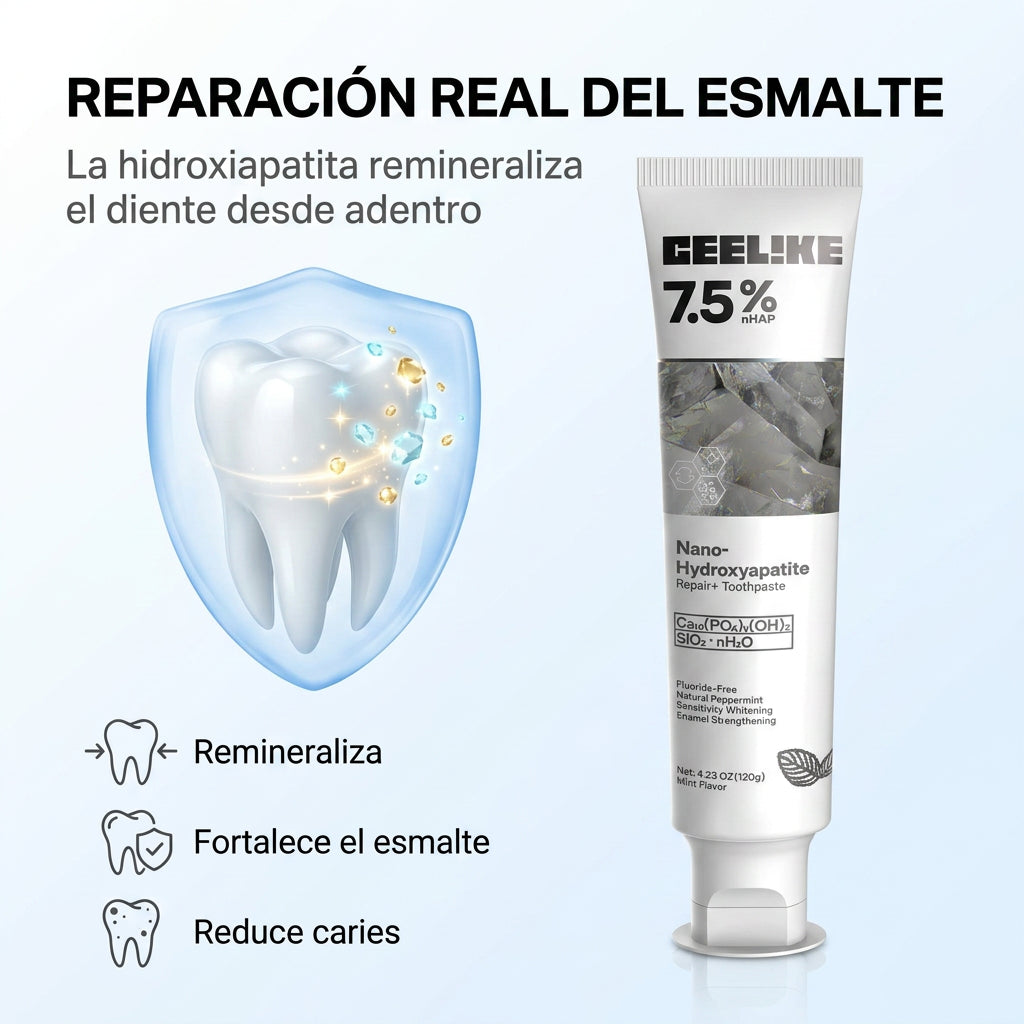 Reparación real del esmalte: la hidroxiapatita remineraliza el diente desde adentro [lr:6cef7f]